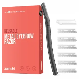 ZOMCHI Eyebrow Razor, Face Razors for Women&Men, Eyebrow Trimmer Shaper with Precision Cover,Facial Shaver with 6 Blades (Black)