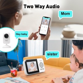Upgrade Video Baby Monitor with 2 Cameras and Audio 2.8 Screen, Night Vision, APP, 2 Way Talk, 1200ft Long Range, Feeding Clock, Temperature Detection, Portable Wireless Baby Cam Home Use