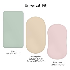 Muslin Bassinet Fitted Sheets, 2 Pack for Baby Boy and Girl, Soft Breathable Stretchy Baby Pad/Mattress Sheet Set, Universal Fit for Hourglass Oval and Rectangle Bassinet Mattress (Natural Leaves)