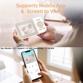 ebemate Video Baby Monitor Camera with 2 Camera,2.8 LCD Screen Video & Audio No Glow Night Vision,2-Way Talk Audio Cam Baby Monitoring 1200FT Range EBE28-2