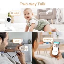 ebemate Video Baby Monitor Camera with 2 Camera,2.8 LCD Screen Video & Audio No Glow Night Vision,2-Way Talk Audio Cam Baby Monitoring 1200FT Range EBE28-2