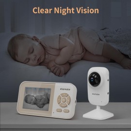 ebemate Video Baby Monitor Camera with 2 Camera,2.8 LCD Screen Video & Audio No Glow Night Vision,2-Way Talk Audio Cam Baby Monitoring 1200FT Range EBE28-2