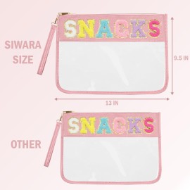 Siwara Snack Bags Clear Pouch for Travel Bag Nylon Clear Cosmetic Bag Makeup Waterproof Bag Portable Glitter Snacks Makeup Beach Pouch Toiletry Bag for Women Girls (Pink-Snacks) Siwara Snack Bags Clear Pouch for Travel Bag Nylon Clear Cosmetic Bag Makeup Waterproof Bag Portable Glitter Snacks Makeup Beach Pouch Toiletry Bag for Women Girls (Pink-Snacks)
