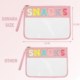 Siwara Snack Bags Clear Pouch for Travel Bag Nylon Clear Cosmetic Bag Makeup Waterproof Bag Portable Glitter Snacks Makeup Beach Pouch Toiletry Bag for Women Girls (Pink-Snacks) Siwara Snack Bags Clear Pouch for Travel Bag Nylon Clear Cosmetic Bag Makeup Waterproof Bag Portable Glitter Snacks Makeup Beach Pouch Toiletry Bag for Women Girls (Pink-Snacks)