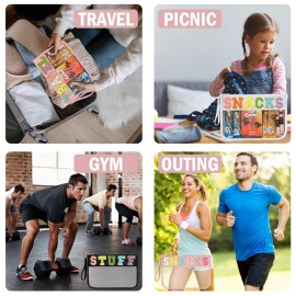 Siwara Snack Bags Clear Pouch for Travel Bag Nylon Clear Cosmetic Bag Makeup Waterproof Bag Portable Glitter Snacks Makeup Beach Pouch Toiletry Bag for Women Girls (Pink-Snacks) Siwara Snack Bags Clear Pouch for Travel Bag Nylon Clear Cosmetic Bag Makeup Waterproof Bag Portable Glitter Snacks Makeup Beach Pouch Toiletry Bag for Women Girls (Pink-Snacks)