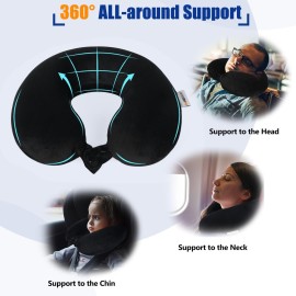 SAIREIDER Travel Pillow 100% Pure Memory Foam Travel Neck Pillow, Airplane Pillow for TravelingCarHomeOfficeWashable CoverBlack SAIREIDER Travel Pillow 100% Pure Memory Foam Travel Neck Pillow, Airplane Pillow for TravelingCarHomeOfficeWashable CoverBlack