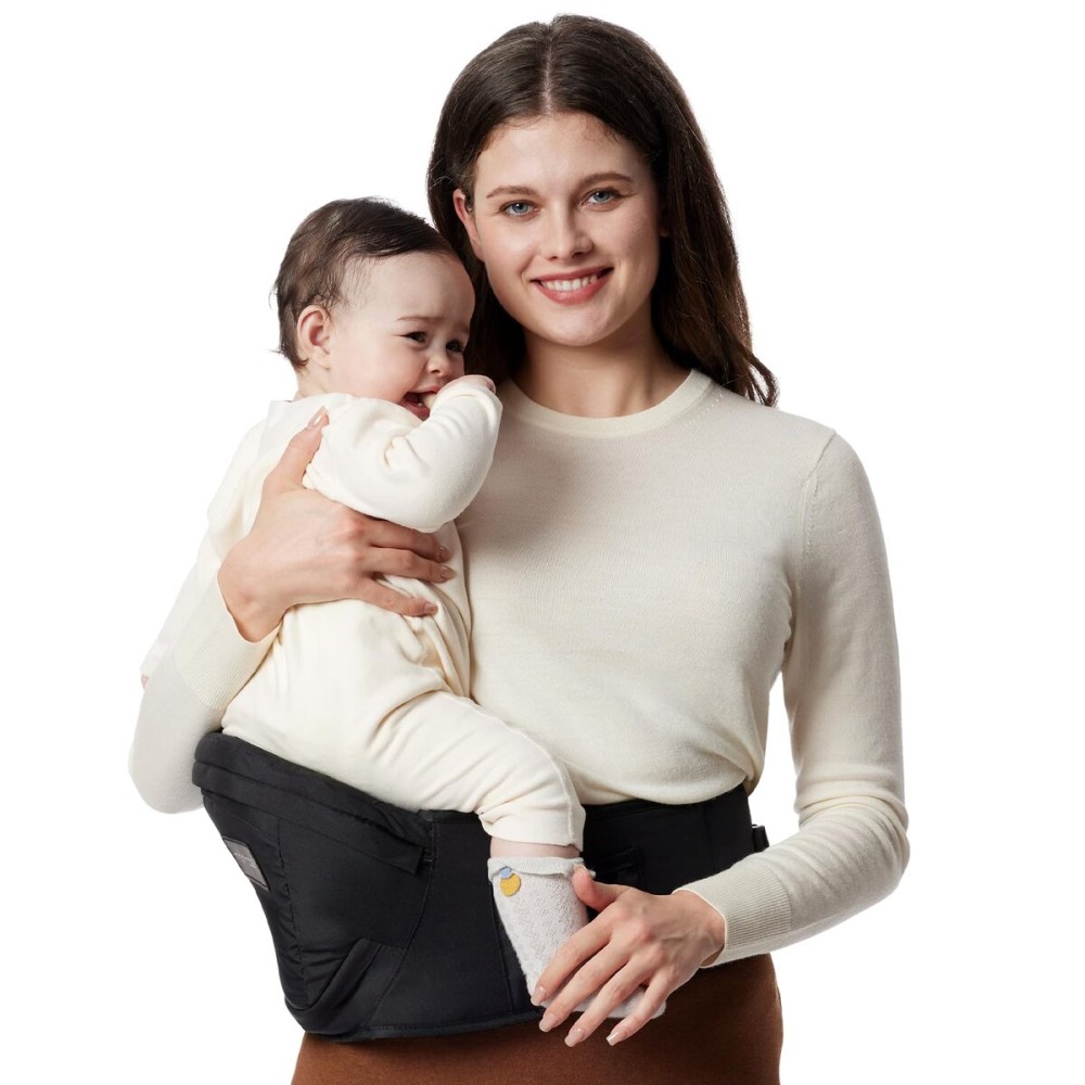 Momcozy Hip Seat Baby Carrier - Adjustable Waistband with Original 3D Belly Protector, Ergonomic Carrier with Various Pockets for Newborns & Toddlers up to 45lbs (Black, Medium) Momcozy Hip Seat Baby Carrier - Adjustable Waistband with Original 3D Belly Protector, Ergonomic Carrier with Various Pockets for Newborns & Toddlers up to 45lbs (Black, Medium)