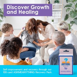 ASKMEANYTHING Recovery Pack Card Game - 100 Cards for Self-Improvement, Coping Skills, and Group Therapy