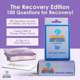 ASKMEANYTHING Recovery Pack Card Game - 100 Cards for Self-Improvement, Coping Skills, and Group Therapy