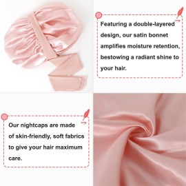 Large Silk Bonnet for Sleeping, Satin Hair Bonnet for Sleeping with Tie Band, Double Layer Satin Bonnets for Women Natural Curly Hair Large Silk Bonnet for Sleeping, Satin Hair Bonnet for Sleeping with Tie Band, Double Layer Satin Bonnets for Women Natural Curly Hair