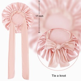 Large Silk Bonnet for Sleeping, Satin Hair Bonnet for Sleeping with Tie Band, Double Layer Satin Bonnets for Women Natural Curly Hair Large Silk Bonnet for Sleeping, Satin Hair Bonnet for Sleeping with Tie Band, Double Layer Satin Bonnets for Women Natural Curly Hair