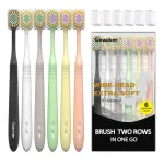 Geacker Extra Soft Toothbrush with Wide Head for Adults Sensitive Teeth and Gums, Ultra Soft Bristle Nano Travel Toothbrushes with 6 Toothbrush Cover, Multi-Color, 6 Count