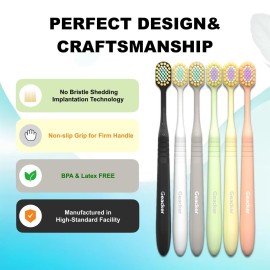 Geacker Extra Soft Toothbrush with Wide Head for Adults Sensitive Teeth and Gums, Ultra Soft Bristle Nano Travel Toothbrushes with 6 Toothbrush Cover, Multi-Color, 6 Count Geacker Extra Soft Toothbrush with Wide Head for Adults Sensitive Teeth and Gums, Ultra Soft Bristle Nano Travel Toothbrushes with 6 Toothbrush Cover, Multi-Color, 6 Count