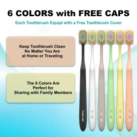 Geacker Extra Soft Toothbrush with Wide Head for Adults Sensitive Teeth and Gums, Ultra Soft Bristle Nano Travel Toothbrushes with 6 Toothbrush Cover, Multi-Color, 6 Count Geacker Extra Soft Toothbrush with Wide Head for Adults Sensitive Teeth and Gums, Ultra Soft Bristle Nano Travel Toothbrushes with 6 Toothbrush Cover, Multi-Color, 6 Count