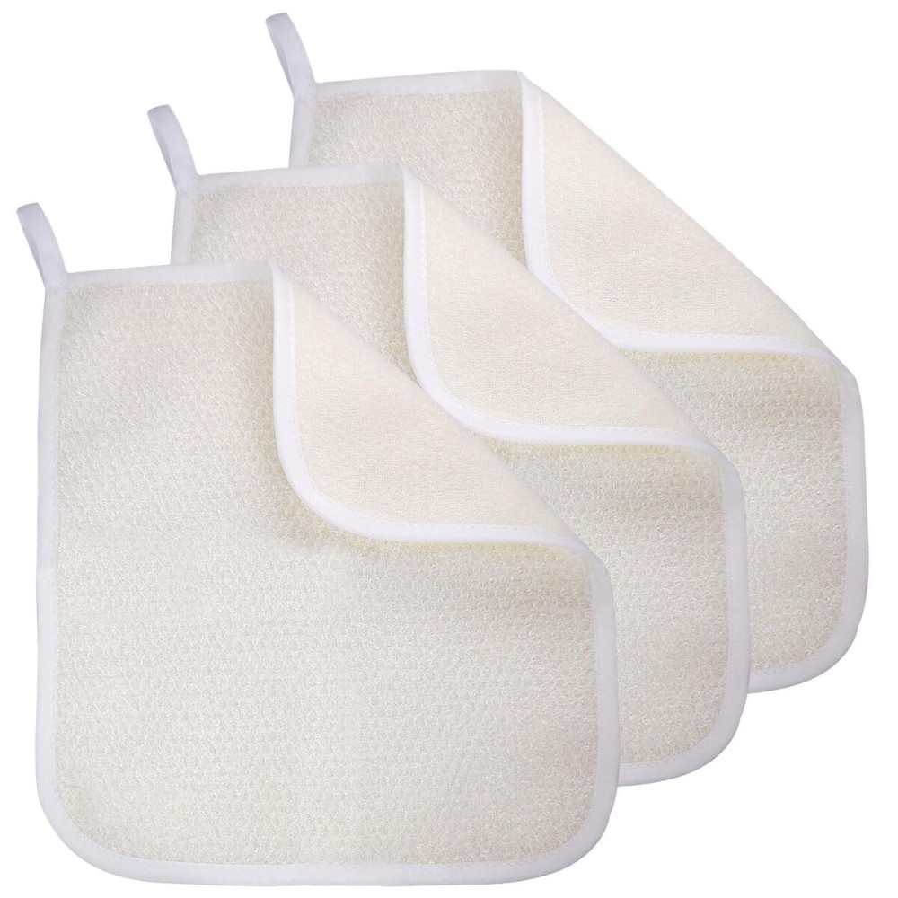 Exfoliating Washcloth (3 Pack), Shower Cloth for Body and Face Exfoliator Scrubber, Two Sides Exfoliate Shower Rag Wash Cloths Nylon Cotton Loofah Sponge Scrub Towel estropajos para el cuerpo Exfoliating Washcloth (3 Pack), Shower Cloth for Body and Face Exfoliator Scrubber, Two Sides Exfoliate Shower Rag Wash Cloths Nylon Cotton Loofah Sponge Scrub Towel estropajos para el cuerpo