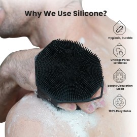 iTokGoK Premium Silver-Infused Dual-Sided Design 2-in-1 Silicone Body Scrubber for Shower,Body Brush Buffer Scrubber for Men and Women for All Skin, Ergonomic No-Slip Handle, Easy to Clean - Black iTokGoK Premium Silver-Infused Dual-Sided Design 2-in-1 Silicone Body Scrubber for Shower,Body Brush Buffer Scrubber for Men and Women for All Skin, Ergonomic No-Slip Handle, Easy to Clean - Black