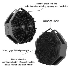 iTokGoK Premium Silver-Infused Dual-Sided Design 2-in-1 Silicone Body Scrubber for Shower,Body Brush Buffer Scrubber for Men and Women for All Skin, Ergonomic No-Slip Handle, Easy to Clean - Black iTokGoK Premium Silver-Infused Dual-Sided Design 2-in-1 Silicone Body Scrubber for Shower,Body Brush Buffer Scrubber for Men and Women for All Skin, Ergonomic No-Slip Handle, Easy to Clean - Black