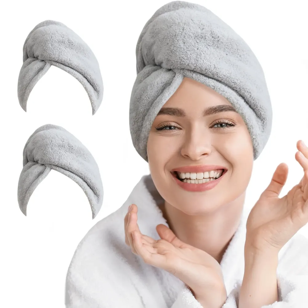 AGLIFEFY 2 Pack Microfiber Hair Towel Wrap for Women Super Absorbent Quick Dry Hair Turban for Drying Curly, Long & Thick Hair 10 inch X 26 inch Lightgrey+Lightgrey AGLIFEFY 2 Pack Microfiber Hair Towel Wrap for Women Super Absorbent Quick Dry Hair Turban for Drying Curly, Long & Thick Hair 10 inch X 26 inch Lightgrey+Lightgrey