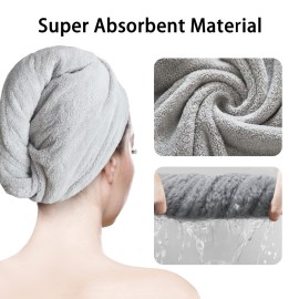 AGLIFEFY 2 Pack Microfiber Hair Towel Wrap for Women Super Absorbent Quick Dry Hair Turban for Drying Curly, Long & Thick Hair 10 inch X 26 inch Lightgrey+Lightgrey AGLIFEFY 2 Pack Microfiber Hair Towel Wrap for Women Super Absorbent Quick Dry Hair Turban for Drying Curly, Long & Thick Hair 10 inch X 26 inch Lightgrey+Lightgrey