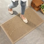 HIYARD Sturdy Front Door Mat, Absorbent Muddy Dirt Resist Welcome Door Mats Outdoor Indoor, Stain and Fade Resistant, Non-Slip Backing Entry Mat Low Profile Doormat for Entryway, 2917, Beige