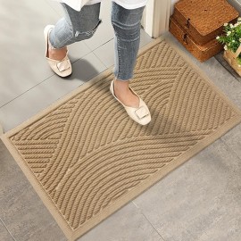 HIYARD Sturdy Front Door Mat, Absorbent Muddy Dirt Resist Welcome Door Mats Outdoor Indoor, Stain and Fade Resistant, Non-Slip Backing Entry Mat Low Profile Doormat for Entryway, 2917, Beige