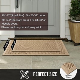 HIYARD Sturdy Front Door Mat, Absorbent Muddy Dirt Resist Welcome Door Mats Outdoor Indoor, Stain and Fade Resistant, Non-Slip Backing Entry Mat Low Profile Doormat for Entryway, 2917, Beige