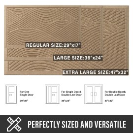 HIYARD Sturdy Front Door Mat, Absorbent Muddy Dirt Resist Welcome Door Mats Outdoor Indoor, Stain and Fade Resistant, Non-Slip Backing Entry Mat Low Profile Doormat for Entryway, 2917, Beige