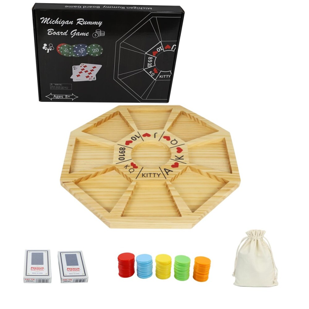Jyquorp Michigan Rummy Game Deluxe Set Perfect Blend of A Royal Game of Hearts Rummy Poker Wooden Tripoley Board Game Betting Bluffing Game Classical Family Card Game for 100 ChipsWalnut Jyquorp Michigan Rummy Game Deluxe Set Perfect Blend of A Royal Game of Hearts Rummy Poker Wooden Tripoley Board Game Betting Bluffing Game Classical Family Card Game for 100 ChipsWalnut