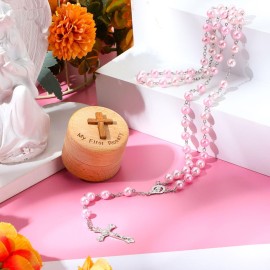 Loetere Baptism Gifts Rosary Catholic My First Rosary and Keepsake Box for Baby Shower Holy First Communion Christian Beads Gifting Set(Pink) Loetere Baptism Gifts Rosary Catholic My First Rosary and Keepsake Box for Baby Shower Holy First Communion Christian Beads Gifting Set(Pink)