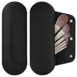 AGIKET Silicone Makeup Brush Holder Travel Cosmetic BagSoft Portable Cosmetic Face Brushes Holder with Upgrade Anti-Fall Out Magnetic Closure, Large Travel Makeup Brush Case - Black