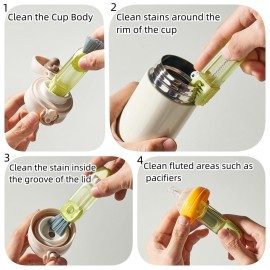 4-in-1 Bottle Cleaning Brush Set, Multifunction Silicone Cup Lid Gap Cleaner, Home Kitchen Crevice Cleaning Tools, 3 Pcs, Multicolor 4-in-1 Bottle Cleaning Brush Set, Multifunction Silicone Cup Lid Gap Cleaner, Home Kitchen Crevice Cleaning Tools, 3 Pcs, Multicolor