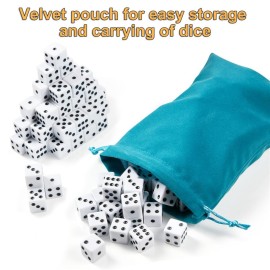 100 Pieces White Dice Set, 16MM Standard Game Dices, Opaque Six-Sided Dice with Pouch, Black Dot Bulk White Dice for Group Event, Board Games, Classroom Math 100 Pieces White Dice Set, 16MM Standard Game Dices, Opaque Six-Sided Dice with Pouch, Black Dot Bulk White Dice for Group Event, Board Games, Classroom Math