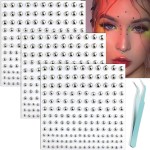 nooepc Face Gems Lip Stud, Fake Piercings Nose Stud Eyebrow Stud, Non Piercing Nose Stick on Silver Belly Button Sticker, Face Sticker Ring Cool Punk Y2K Makeup for Women Men
