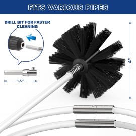 PetOde 32 Feet Dryer Vent Cleaner Kit, Enhanced Flexible Quick Snap Brush with Drill Attachment for Effective Cleaning, 360 Degree Rotation Without Loosening, Use with or Without a Power Drill PetOde 32 Feet Dryer Vent Cleaner Kit, Enhanced Flexible Quick Snap Brush with Drill Attachment for Effective Cleaning, 360 Degree Rotation Without Loosening, Use with or Without a Power Drill