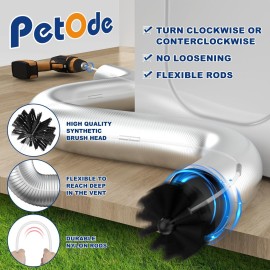 PetOde 32 Feet Dryer Vent Cleaner Kit, Enhanced Flexible Quick Snap Brush with Drill Attachment for Effective Cleaning, 360 Degree Rotation Without Loosening, Use with or Without a Power Drill PetOde 32 Feet Dryer Vent Cleaner Kit, Enhanced Flexible Quick Snap Brush with Drill Attachment for Effective Cleaning, 360 Degree Rotation Without Loosening, Use with or Without a Power Drill