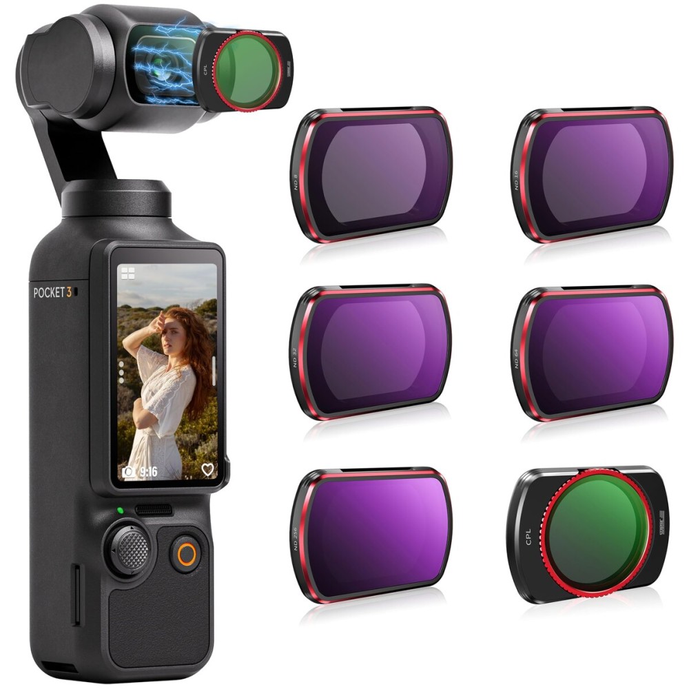 STARTRC Magnetic CPL & ND Filters Set for DJI Osmo Pocket 3 - 6 Pack CPL, ND8, ND16, ND32, ND64, ND256, Ultra Slim Aluminum Frame STARTRC Magnetic CPL & ND Filters Set for DJI Osmo Pocket 3 - 6 Pack CPL, ND8, ND16, ND32, ND64, ND256, Ultra Slim Aluminum Frame