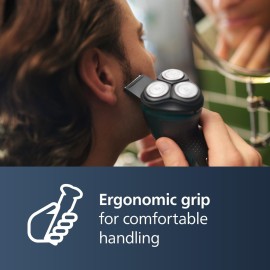 Philips Norelco Shaver 1100 Series, Dry Electric Shaver, 27 Self-Sharpening ComfortCut Blades, 4D Floating Heads, P-Cap, Deep Black, Model S1016/90 Philips Norelco Shaver 1100 Series, Dry Electric Shaver, 27 Self-Sharpening ComfortCut Blades, 4D Floating Heads, P-Cap, Deep Black, Model S1016/90