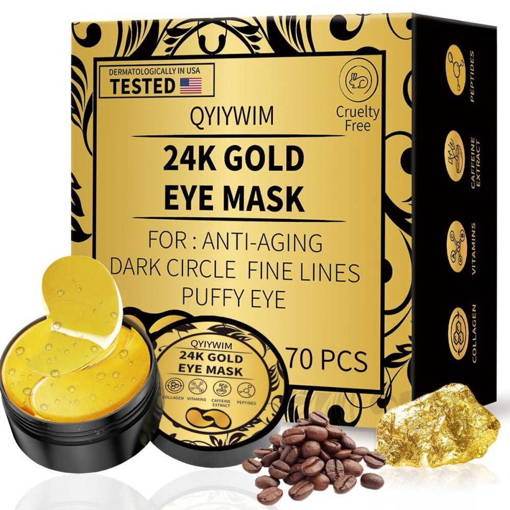 Qyiywim Under Eye Patches 70PCS, 24K Gold Eye Patches for Puffy Eyes Treatment, Under Eye Masks for Dark Circles and Puffiness, Non-Irritating Eye Mask Skincare, Eyes Bags Treatment, Eye Gel Pads Qyiywim Under Eye Patches 70PCS, 24K Gold Eye Patches for Puffy Eyes Treatment, Under Eye Masks for Dark Circles and Puffiness, Non-Irritating Eye Mask Skincare, Eyes Bags Treatment, Eye Gel Pads