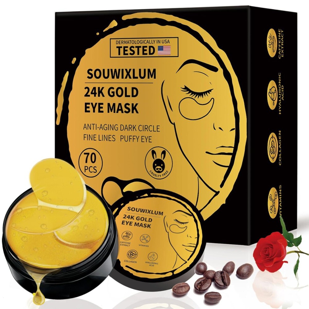 Under Eye Patches For Puffy Eyes 70PCS, 24K Gold Eye Mask For Dark Circles and Puffiness, Under Eye Mask Patches Skincare, Eye Gel Pads, Eye Patches For Wrinkles, Puffy Eyes Bags Treatment Women Men Under Eye Patches For Puffy Eyes 70PCS, 24K Gold Eye Mask For Dark Circles and Puffiness, Under Eye Mask Patches Skincare, Eye Gel Pads, Eye Patches For Wrinkles, Puffy Eyes Bags Treatment Women Men