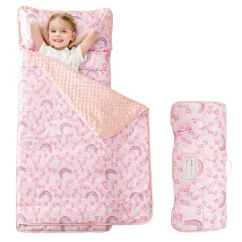 Viviland Toddler Kid Nap Mat for Preschool, Girls Pink Rainbow Slumber Bag, Daycare Sleeping Bag with Pillow and Blanket, Kindergarten Sleep Mat Viviland Toddler Kid Nap Mat for Preschool, Girls Pink Rainbow Slumber Bag, Daycare Sleeping Bag with Pillow and Blanket, Kindergarten Sleep Mat