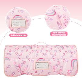 Viviland Toddler Kid Nap Mat for Preschool, Girls Pink Rainbow Slumber Bag, Daycare Sleeping Bag with Pillow and Blanket, Kindergarten Sleep Mat Viviland Toddler Kid Nap Mat for Preschool, Girls Pink Rainbow Slumber Bag, Daycare Sleeping Bag with Pillow and Blanket, Kindergarten Sleep Mat