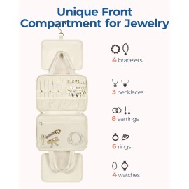 BAGSMART Travel Toiletry Bag with Jewelry Organizer, Hanging Travel Bag for Toiletries, Puffy Makeup Cosmetic Bag Organizer, Carry-on Travel Accessories Essentials, Beige-L BAGSMART Travel Toiletry Bag with Jewelry Organizer, Hanging Travel Bag for Toiletries, Puffy Makeup Cosmetic Bag Organizer, Carry-on Travel Accessories Essentials, Beige-L