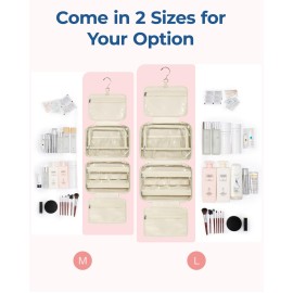 BAGSMART Travel Toiletry Bag with Jewelry Organizer, Hanging Travel Bag for Toiletries, Puffy Makeup Cosmetic Bag Organizer, Carry-on Travel Accessories Essentials, Beige-L BAGSMART Travel Toiletry Bag with Jewelry Organizer, Hanging Travel Bag for Toiletries, Puffy Makeup Cosmetic Bag Organizer, Carry-on Travel Accessories Essentials, Beige-L