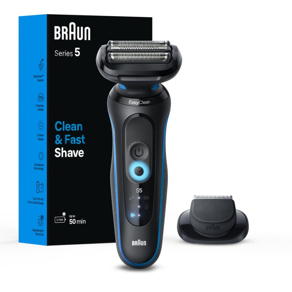 Braun Electric Shaver for Men, Series 5 5118s, Waterproof, Wet & Dry Shave, Turbo Shaving Mode, Foil Shaver with Precision Trimmer, Battery Powered, 50 Minute Battery Runtime