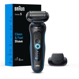 Braun Electric Shaver for Men, Series 5 5118s, Waterproof, Wet & Dry Shave, Turbo Shaving Mode, Foil Shaver with Precision Trimmer, Battery Powered, 50 Minute Battery Runtime Braun Electric Shaver for Men, Series 5 5118s, Waterproof, Wet & Dry Shave, Turbo Shaving Mode, Foil Shaver with Precision Trimmer, Battery Powered, 50 Minute Battery Runtime