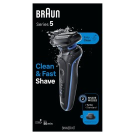 Braun Electric Shaver for Men, Series 5 5118s, Waterproof, Wet & Dry Shave, Turbo Shaving Mode, Foil Shaver with Precision Trimmer, Battery Powered, 50 Minute Battery Runtime