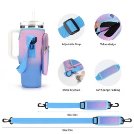 GOEWY Water Bottle Carrier Bag for Stanley 40 oz Tumbler with Phone Pocket Neoprene Water Bottle Holder with Shoulder & Handheld Strap Stanley Cup Accessories