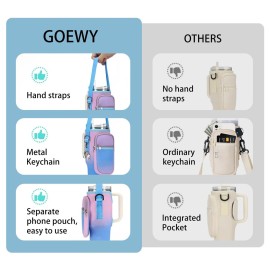 GOEWY Water Bottle Carrier Bag for Stanley 40 oz Tumbler with Phone Pocket Neoprene Water Bottle Holder with Shoulder & Handheld Strap Stanley Cup Accessories