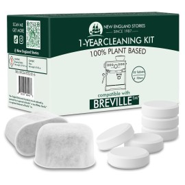 6 Pack Breville Compatible Charcoal Filters with 52 Cleaning Tablets, 1 Year Breville Compatible Maintenance Kit, Espresso Machine Clean Kit for Breville Barista Pro, Breville Infuser and more
