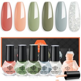modelones Nail Polish Set 6 Colors St. Patrick\'s Day Green Blue Glitter Nail Polish Set Quick Dry Polish Kit Finger Mini Bulk Manicure DIY Nail Art Salon Home Gift For Women Girl